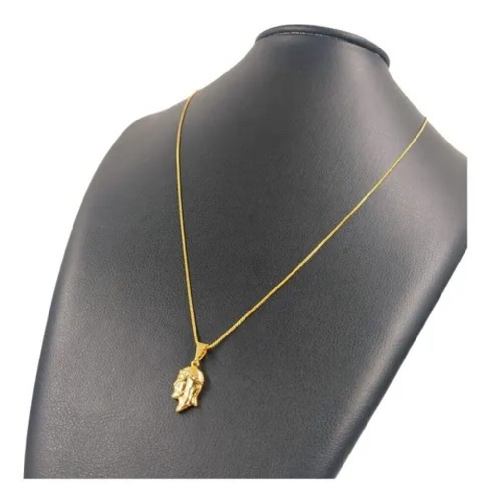 18k gold-plated necklace with a Jesus face pendant – Religious jewelry
